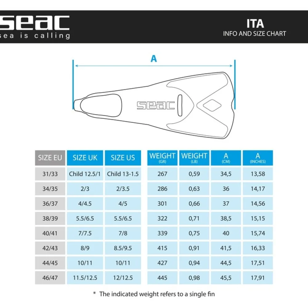 SEAC SUB Palme Natation|Palmes Snorkeling^Palmes natation Seac-Sub Ita Orange