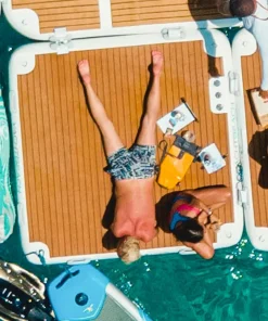 YACHTBEACH Plateforme gonflable bateau 2.05 Premium Teak