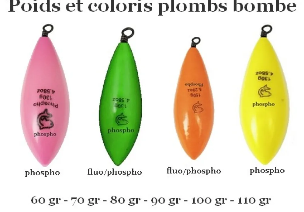 LEMER Plombs De Pêche / Bombettes / Buldos / Flotteurs|Plombs Carpe^Plombs Bombe Plastifiés Jaune Phospho