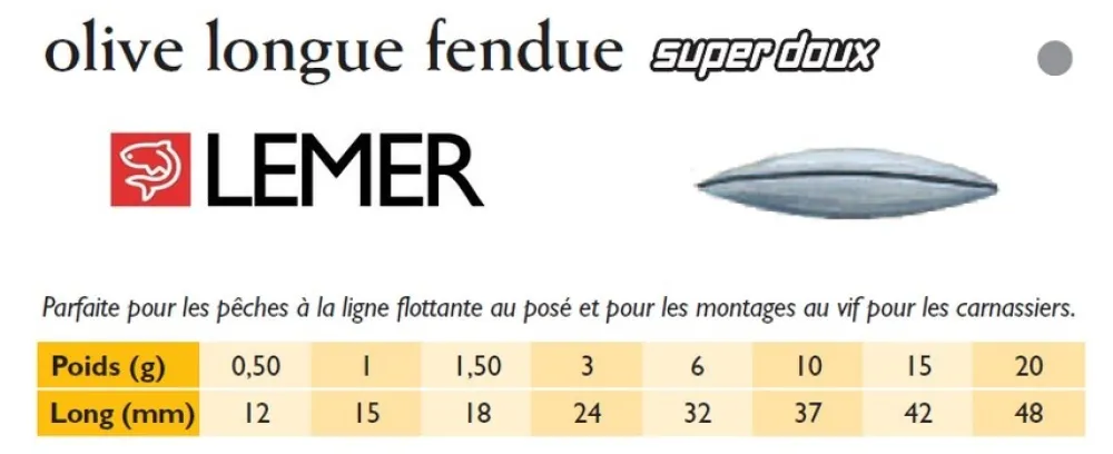 LEMER Plombs Olives longues fendues