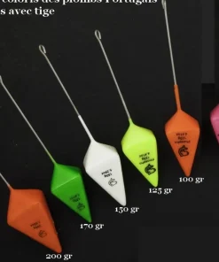 LEMER Plombs De Pêche / Bombettes / Buldos / Flotteurs|Plombs Carpe^Plombs Portugais + tige Plastifiés Orange Fluo
