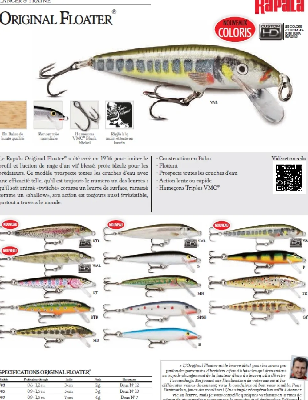 RAPALA Leurres Truite|Leurres Carnassier^Poisson nageur Original Flottant 5 cm 3 g