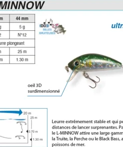 YO-ZURI Leurres Truite|Leurres Carnassier^Poissons nageurs L-Minnow 33