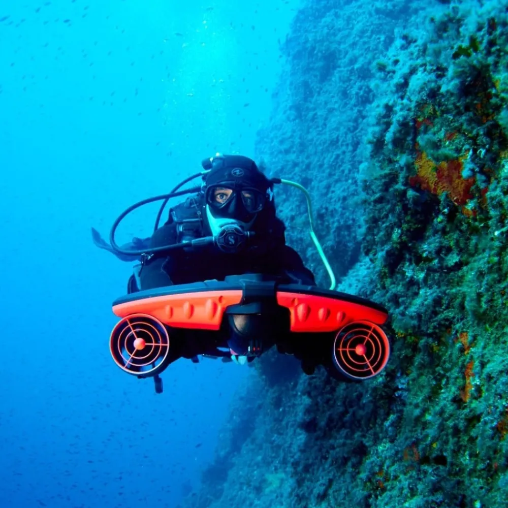 SUBLUE Scooter Sous Marin|Propulseur Sous Marin Plongée^Scooter sous marin Navbow Noir et Rouge