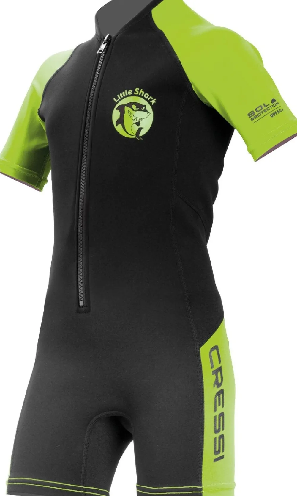 CRESSI-SUB Combinaisons Snorkeling|Spécial Enfant^Shorty de Natation enfant Cressi Little Shark - 2 mm - Black/Lime