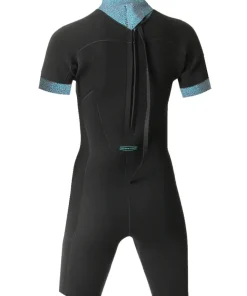 OCEAN STEP Shorty femme longe cote Dualzip Steamer 2/2mm Teal Elephant