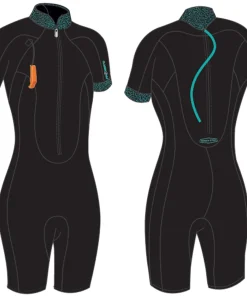 OCEAN STEP Shorty femme longe cote Dualzip Steamer 2/2mm Teal Elephant