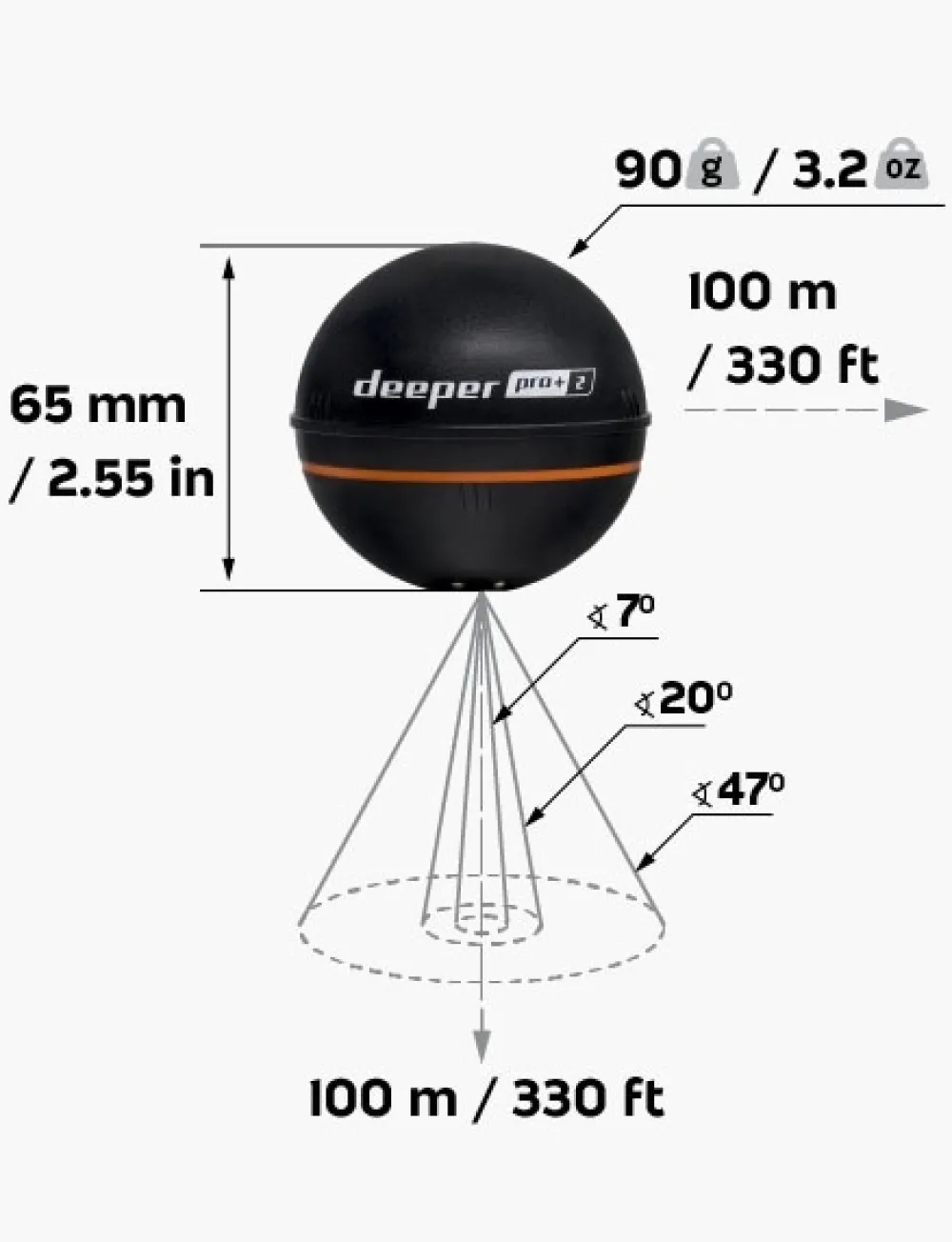 DEEPER Sondeur PRO+ V2 Sondeur avec support téléphone