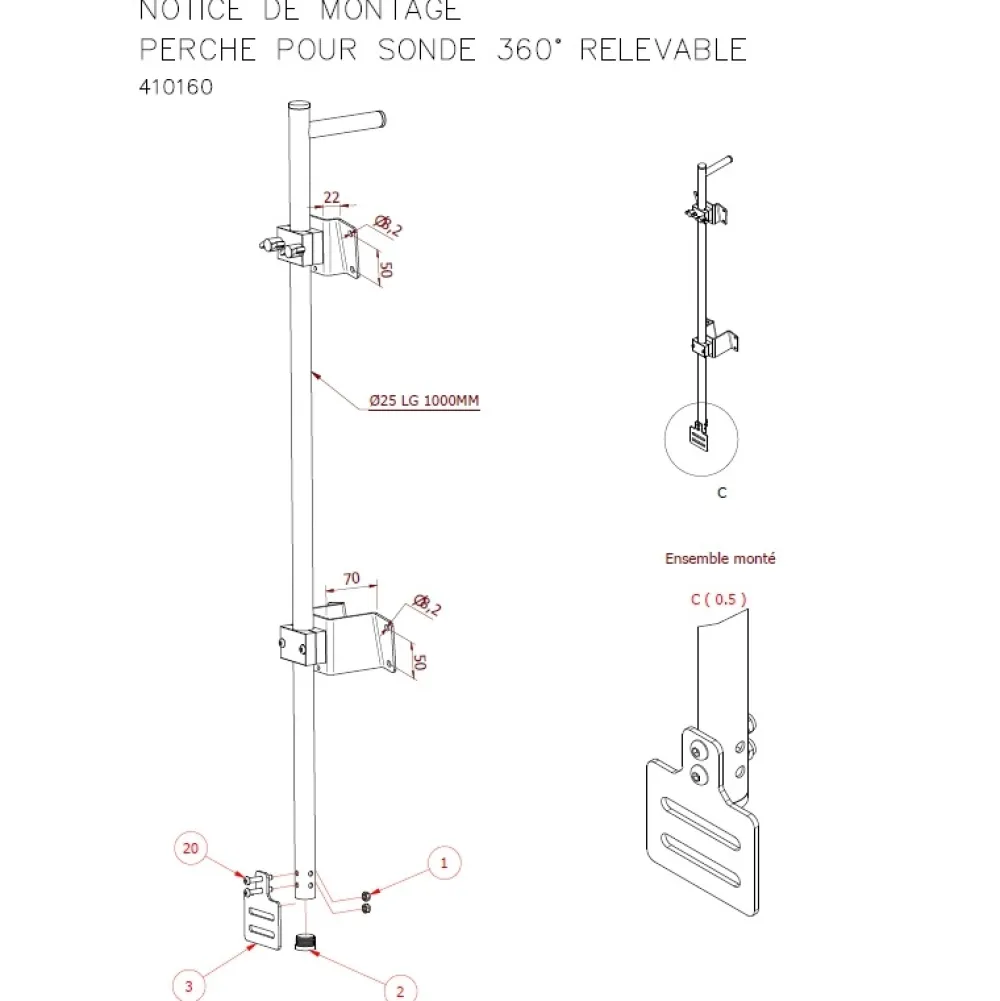 SEANOX Support de sonde relevable 360°
